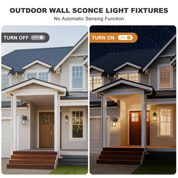 Black Outdoor Wall Light and Sconce with Cylinder Glass Shade IP65 Weatherproof