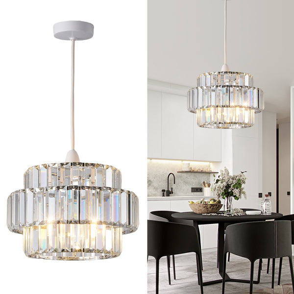 HARPER LIVING Easy Fit Pendant Shade, Chrome Ceiling Light Shade with Diameter 27cm - Modern Lamp Shades