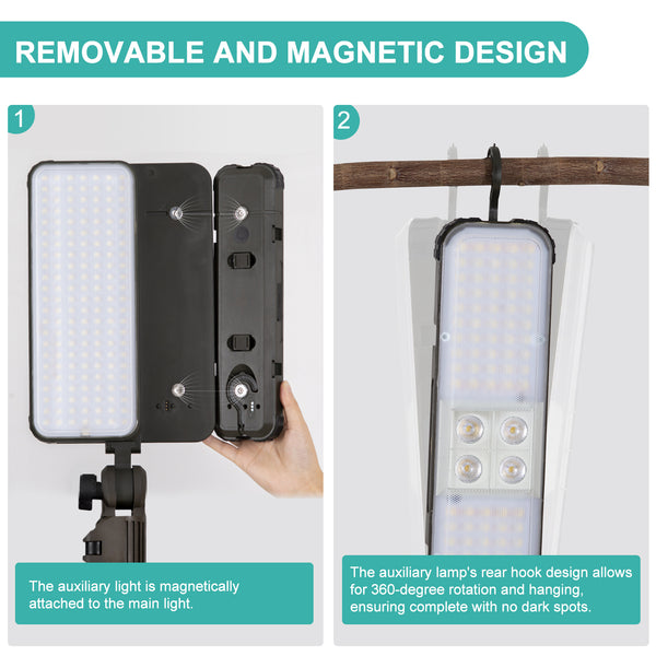 KOOLITE Rechargeable Work Light Kits with 78" Tripod Stand, 3000lm LED Cordless Work Lamp 8600mAH Battery & Solar Powered