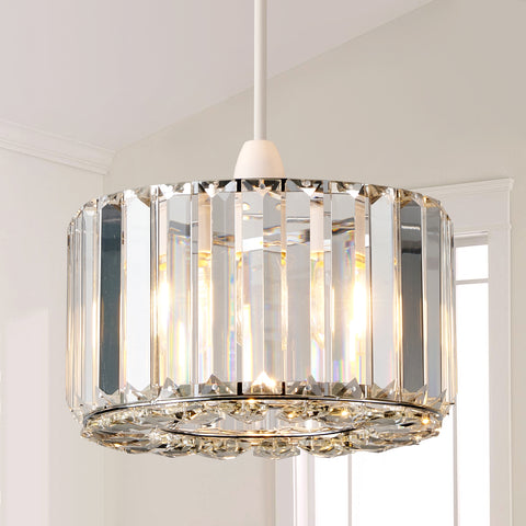 HARPER LIVING Easy Fit Pendant Shade, Chrome Ceiling Light Shade with Diameter 23cm - Modern Lampshade