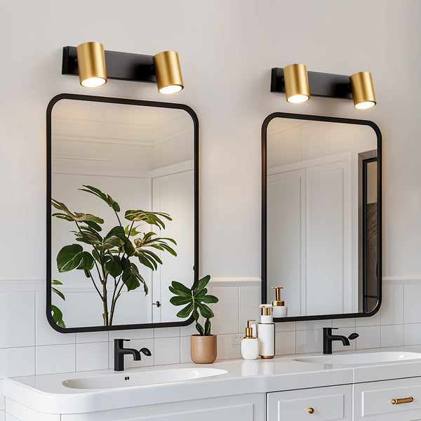 HARPER LIVING 2-Way Ceiling Spotlights, GU10 Track Lighting, Black & Gold Finish, Rotatable Modern Ceiling Lamp