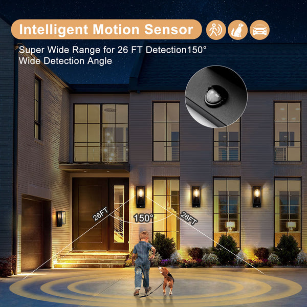 Outdoor Wall Light with Adjustable PIR Sensor, Waterproof IP44, Non-Dimmable