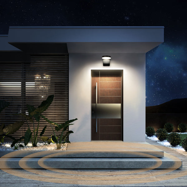 LED Black Outdoor Wall Light, Adjustable Round Light IP54, 20 Watts 1400 Lumens 4000K