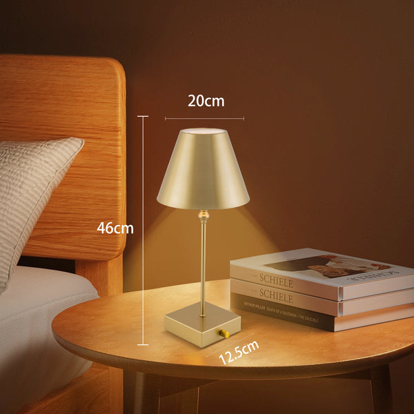 HARPER LIVING Cordless Table Lamp, 5200mAh Battery Operated Desk Light, Modern LED Rechargeable Lamp with Dimmer Switch-Gold