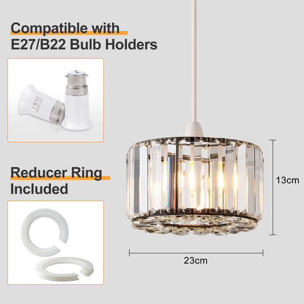 HARPER LIVING Easy Fit Pendant Shade, Matt Black Ceiling Light Shade with Diameter 23cm - Modern Lampshade