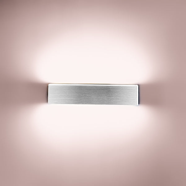 12W LED Up/Down Wall Light, Brushed Aluminium Finish Warm White (Non-Dimmable)