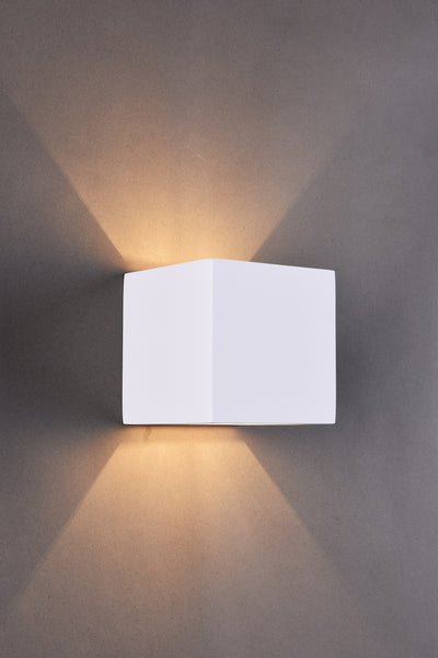 Ceramic Square Wall Light, Up/Down White Paintable G9 socket (NO BULB)