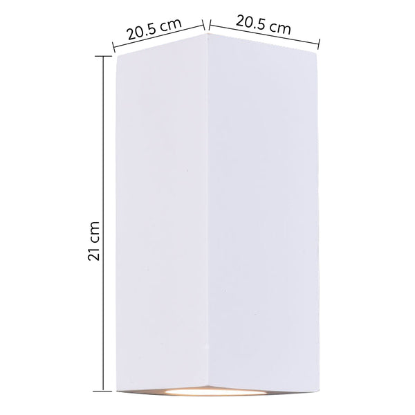 Ceramic Rectangle Shaped Wall Light, 2 lights Up/Down White Paintable GU10 sockets (NO BULBs)