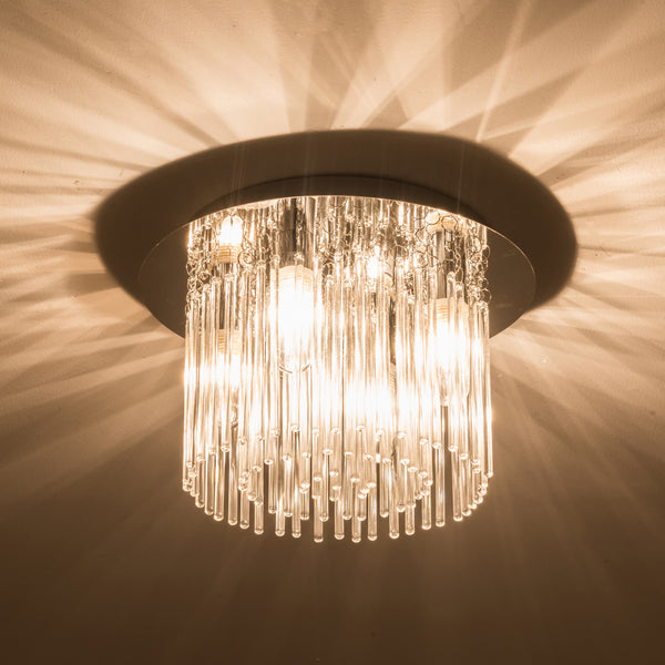 Crystal Bathroom Ceiling Light, 4 Lights Semi-Flush, Water Resistant (IP44)