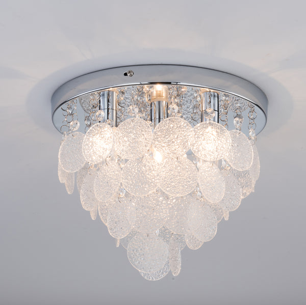 Crystal Ceiling Light, 4 Lights Semi-Flush, Modern Water Resistant (IP44)