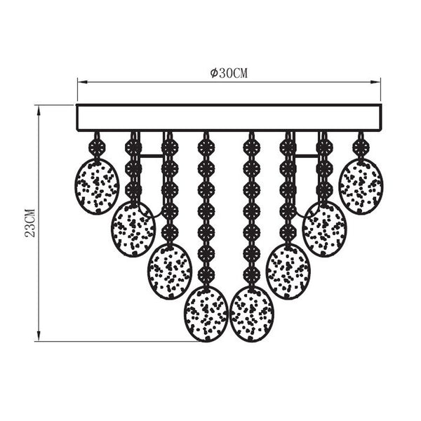 Crystal Ceiling Light, 4 Lights Semi-Flush, Modern Water Resistant (IP44)