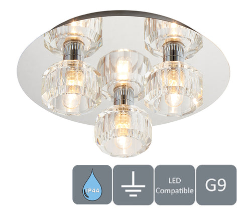 HARPER LIVING Modern Bathroom Ceiling light, IP44 Semi-Flush, 3 Lights