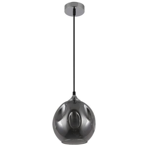 HARPER LIVING 1xE27/ES Pendant Ceiling Light, Smoke Grey Finish, Dome Shade, 60 Watts Maximum, Adjustable Height