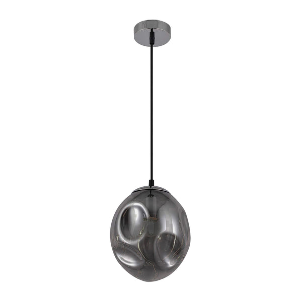 HARPER LIVING 1xE27/ES Pendant Ceiling Light, Smoke Grey Finish, Oval Shade, 60 Watts Maximum, Adjustable Height