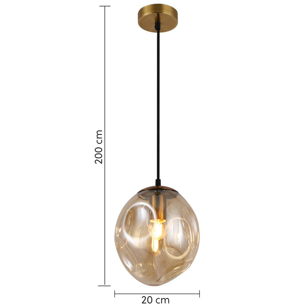 HARPER LIVING 1xE27/ES Pendant Ceiling Light, Champagne Finish, Oval Shade, 60 Watts Maximum, Adjustable Height