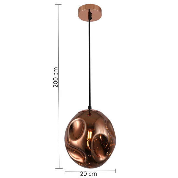 HARPER LIVING 1xE27/ES Pendant Ceiling Light, Rose Gold Finish, Oval Shade, 60 Watts Maximum, Adjustable Height