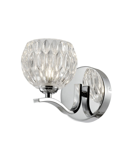 Modern Single Wall Light, On/Off Switch, G9 Bulb Cap, Polished Chrome Finish, Glass Shade Included, Bulb Not Included