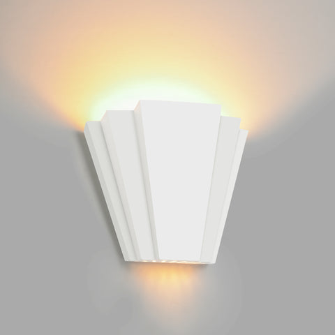 ART DECO, White Plaster (Paintable) Wall Light G9 Bulb Cap Living Room Light