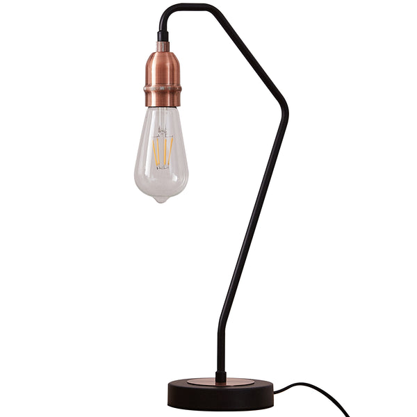 Harper Living 1xE27/ES Up Table Lamp with On/Off Switch, Black and Copper Finish