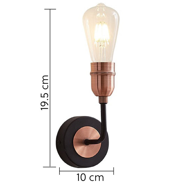 Harper Living 1xE27/ES Up Wall Light with On/Off Switch, Black and Copper Finish