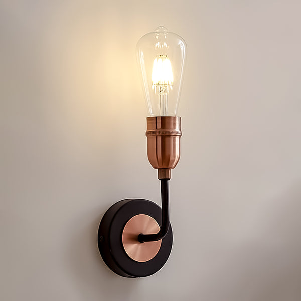 Harper Living 1xE27/ES Up Wall Light with On/Off Switch, Black and Copper Finish