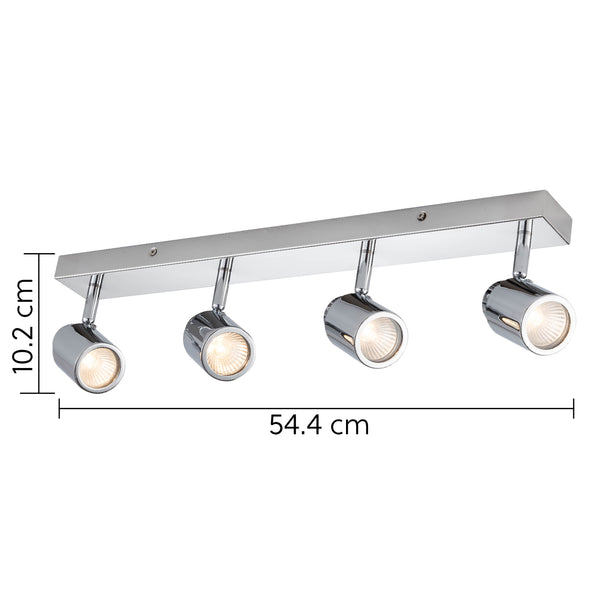 4 Way Adjustable Straight Bar Ceiling Spotlights Modern Lighting GU10 Bulb Base