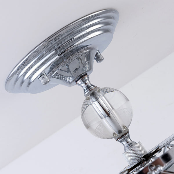 Polished Chrome Semi-Flush Ceiling Light, 3 Lights E27 Bulb Caps