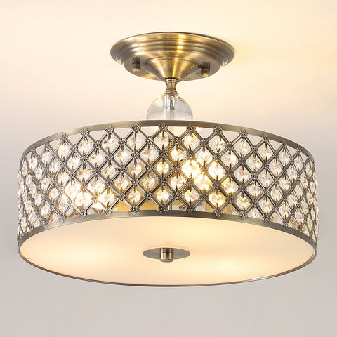 Harper Living Antique Brass Semi-Flush Ceiling Light