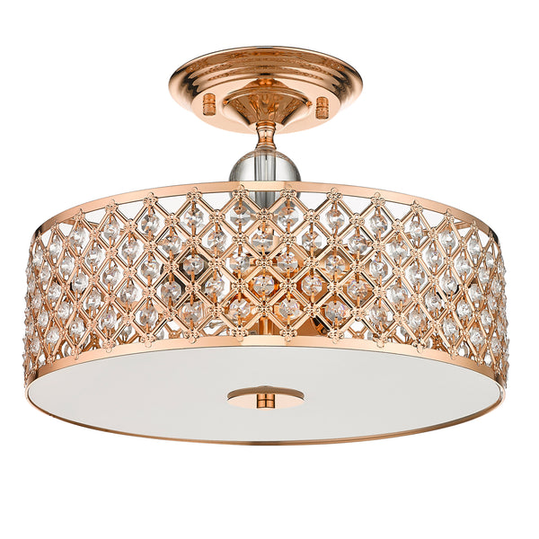 Harper Living Rose Gold Semi-Flush Ceiling Light