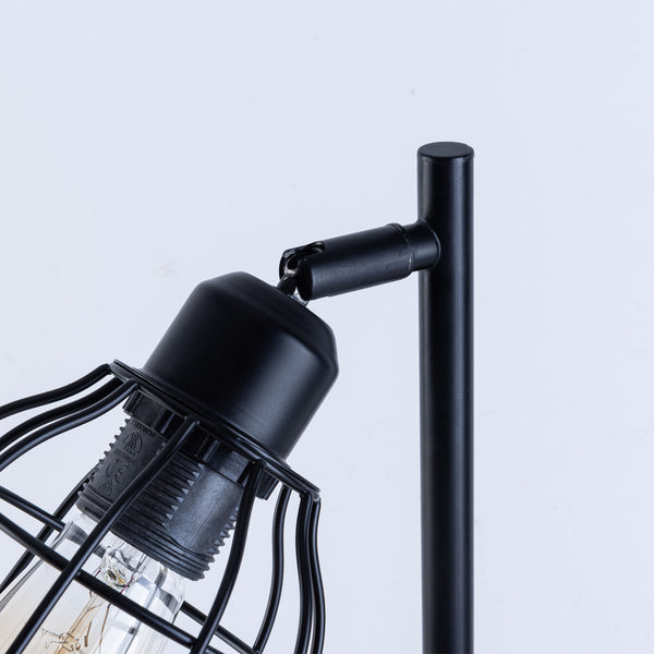 Caged Table Lamp, Switch Included, E27 Cap, Black Vintage Finish, LED Compatible