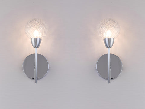 Pack of 2 BOLLA Wall Lights, Polished Chrome, On/Off Switch, BULBS NOT INCLUDED