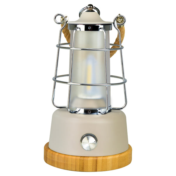 HARPER LIVING Rechargeable Camping LED Retro Water Resistant Lantern White Finish, 6 Watts 370 Lumen, Long Life Battery Powered, Dimmable and Colour Changing, Rope Handle