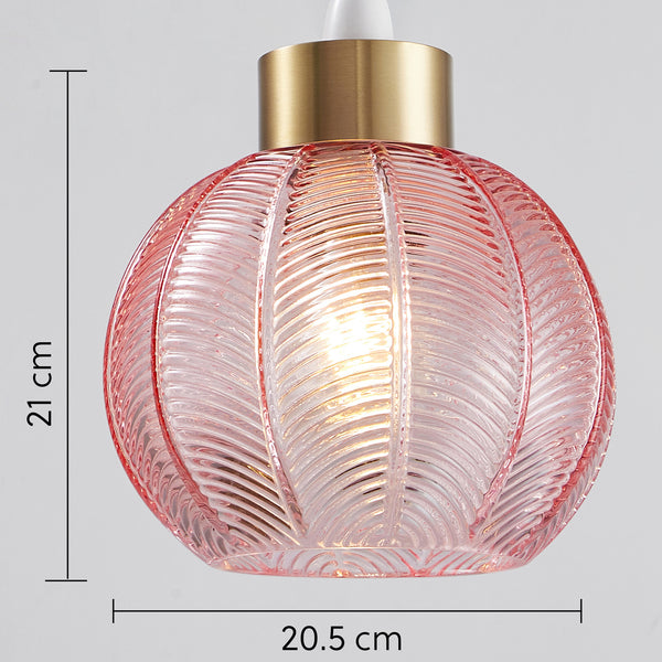 Easy Fit Glass Shade, Pink Shade with Antique Gold