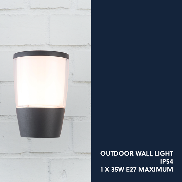 Outdoor Wall Light Black finish with IP54 Aluminium Exterior Weatherproof Warm White Light, Ideal for Garden, Front/Back Door, Balcony