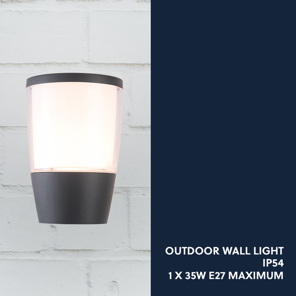 Outdoor Wall Light Grey finish with IP54 Aluminium Exterior Weatherproof Warm White Light, Ideal for Garden, Front/Back Door, Balcony