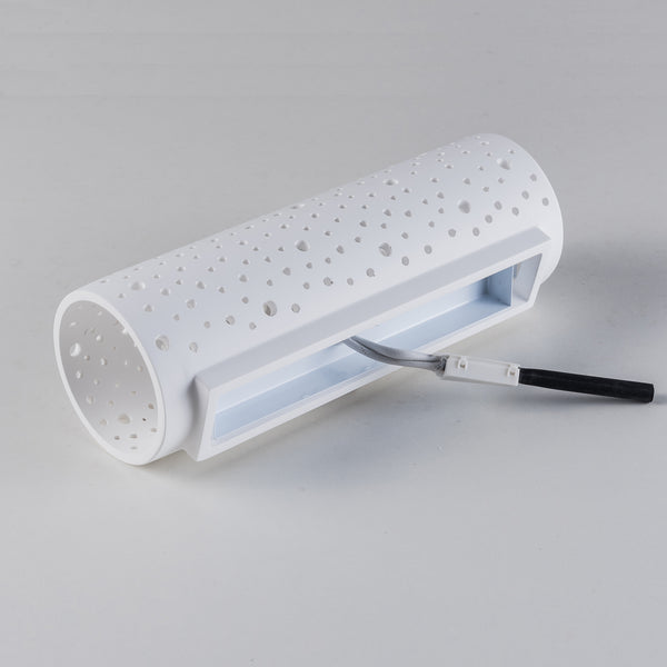 Perforated Up/Down Ceramic Wall Light, Cylinder Shade, 2xE14 Bulb Cap 40 Watts Maximum Each, White finish