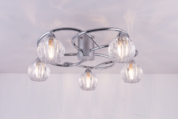 BOLLA LED 5-Lights Ceiling Light, Polished Chrome, Natural White (4000K)