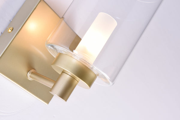 HARPER LIVING 1xG9 Wall Light, UP/Down Light with Glass Shade, Gold Finish