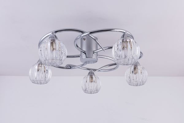 BOLLA LED 5-Lights Ceiling Light, Polished Chrome, Warm White (3000K)