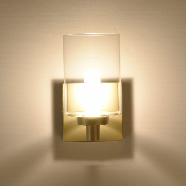 HARPER LIVING 1xG9 Wall Light, UP/Down Light with Glass Shade, Gold Finish