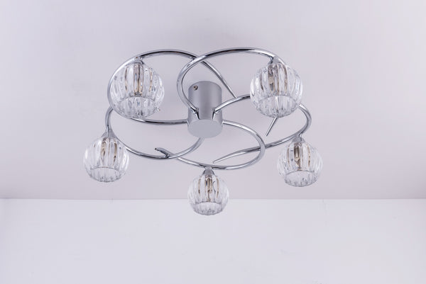 BOLLA LED 5-Lights Ceiling Light, Polished Chrome, Warm White (3000K)