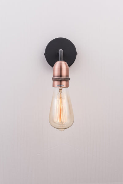 Harper Living 1xE27/ES Down Wall Light with On/Off Switch, Black with Copper Finish