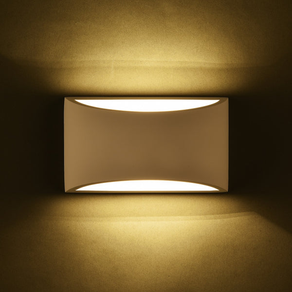 Medium Size Plaster Wall Light Up/Down Light White Paintable Gypsum Ceramic Style G9 Cap Type