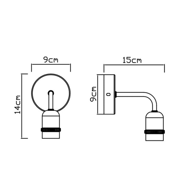 Harper Living 1xE27/ES Down Wall Light with On/Off Switch, Black with Copper Finish