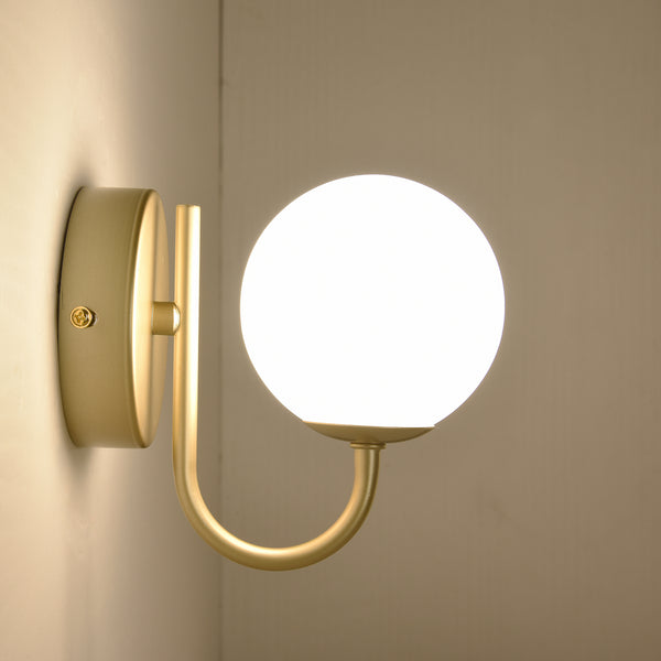 HARPER LIVING 1xG9 Up Wall Light, Globe Shape Glass Shade, Gold Finish