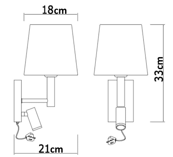 Harper Living Plug-In Wall Light with switch and Adjustable LED Reading Light