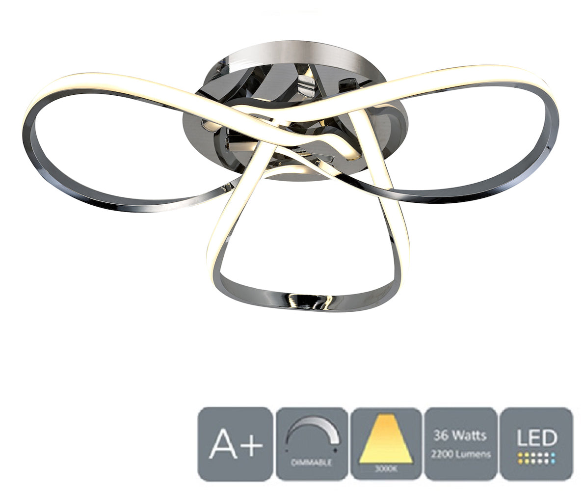 HALO LED Semi-Flush Ceiling Light, Dimmable, Polished Chrome, Warm White (3000K)