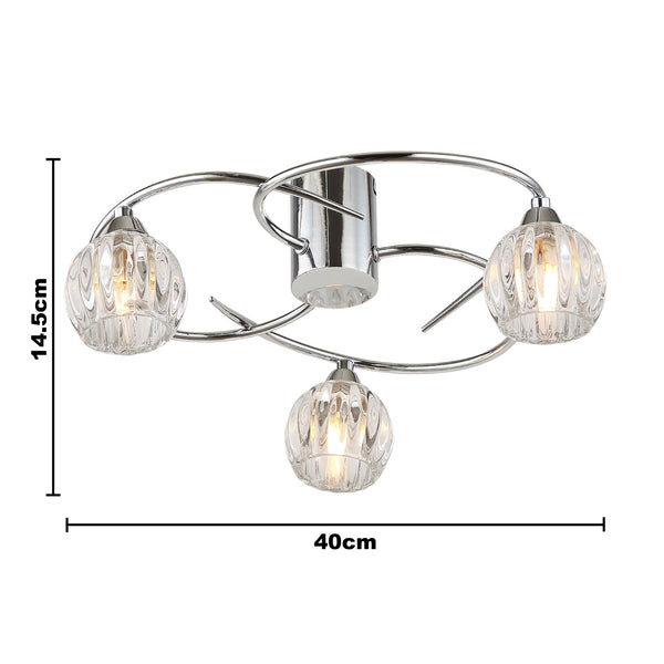 BOLLA LED 3 Lights Ceiling Light, Polished Chrome, Warm White (3000K)