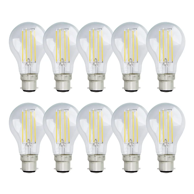 Pack of 10 8W B22 A60 Dimmable LED Light Bulb