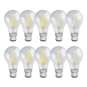 Pack of 10 8W B22 A60 Dimmable LED Light Bulb